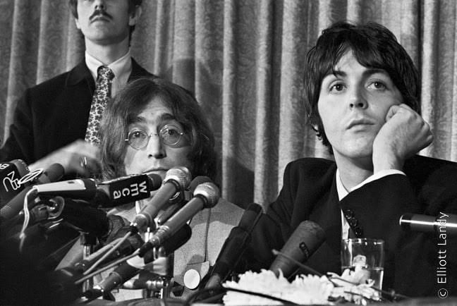 127 – John Lennon, Paul McCartney, press conference announcing formation of  Apple Records, NYC, 1968 | Elliott Landy