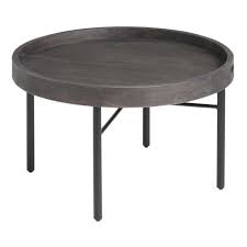 Pairing Black Metal Legs With A Distressed Mango Wood Tray Top In A Sophisticated Deep Gray Black Finish Our Diya Coffee Table How To Distress Wood Wood Tray