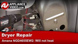 This part of the dryer is responsible for warming up the air before it gets into the drum. Amana Whirlpool Kenmore Dryer Will Not Heat Diagnostic Repair Ngd465 Youtube