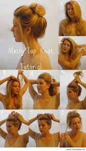 Messy Top Knot Tutorial Lazy Girl Hairstyles Thick Hair Styles Hair Styles