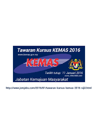 Keputusan eukcg biasiswa perguruan persekutuan program ijazah sarjana muda pendidikan (ismp) tahun 2021. Iklan Rasmi Tawaran Kursus Kemas 2016