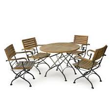 Casual Teak Wood Wrought Iron Round Table In Natural Finish D Art Fusca