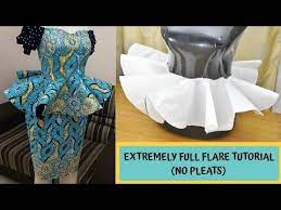 Extremely Full Flare Peplum Pattern Tutorial No Pleats 1440 Degree Flare Youtube
