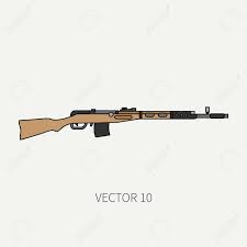 Zeichnen Sie Flaches Farbvektormilitarikonengewehr Karabiner Auf Armeeausrustung Und Bewaffnung Legendare Retro Waffe Cartoon Stil Angriff Soldaten Krieg Illustration Und Element Fur Ihr Design Und Tapeten Lizenzfrei Nutzbare Vektorgrafiken