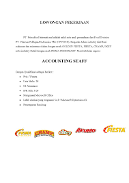 Check spelling or type a new query. Uzivatel Crcithb Na Twitteru Pt Primafood International Membuka Lowongan Kerja Untuk Accounting Staff Dan Bagi Yang Berminat Kirim Email Ke Crc