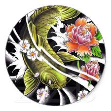 Cool Oriental Japanese Ink Lucky Koi Fish Tattoo Classic Round Sticker Zazzle Com Koi Fish Tattoo Koi Fish Traditional Japanese Tattoos