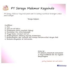 Diharapkan bagi para pencari kerja yang berminat dengan lowongan kerja pdam kota surabaya terbaru desember 2016 diatas dan merasa memenuhi seluruh kebutuhan yang dipersyaratkan untuk dapat segera melengkapi berkas lamaran kerja meliputi surat lamaran, cv. Lowongan Kerja Sebagai Security Agustus 2021