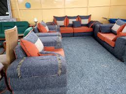There are hundreds to choose from; 7 Seater Sofa Set Grey And Orange With Big Pillows The Auction Centre