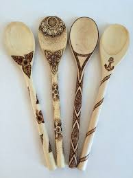 Hand Wood Burned Wooden Spoon Nautical Hibiscus Flower Celtic Knot Freestyle Flower Designs Available Wood Burning Art Wood Burning Crafts Wood Burn Spoons