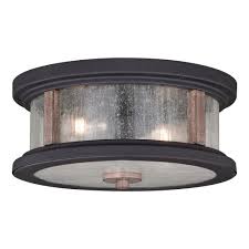 Outdoor flush mount light fixtures don't just look great in your exterior areas, they offer many benefits, too, which include safety. Cumberland 13 In Outdoor Flush Mount Ceiling Light Textured Dark Bronze And Burnished Oak T0450 Gallery Design Kc