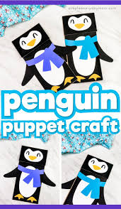 Penguin Paper Bag Puppet Craft For Kids Paper Bag Puppets Winter Animal Crafts Animal Crafts For Kids