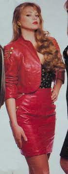 Charlotte Ross In Red Leather Skirt And Bolero Jacket Red Leather Skirt Leather Skirt Leather Outfit
