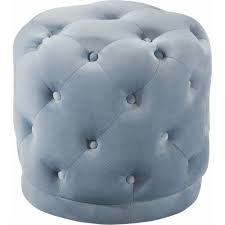 Light Blue Round Velvet Tufted Ottoman Footstool Round Tufted Ottoman Ottoman Stool Tufted Ottoman