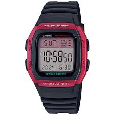 W96H-4AV | Black, Red Water Resistant Mens Watch | CASIO