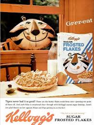 Its like coke or pepsi, they don't need to tell us thats its a drink, its basically universally known. Sugar Frosted Flakes By Killingtime2 Via Flickr Vintage Advertisements Vintage Packaging Vintage Ads