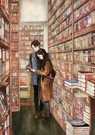 Just Like Us Whenever At The Bookstore Anime Love Couple Couple Illustration Cute Couple Art