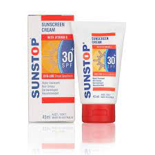 Amazon.com: Sunstop SPF30+ Sunscreen Cream with Vitamin E, Broad-Spectrum  Sunscreen, Water-Resistant Moisturizing Sunblock Lotion, Fast-Absorbing &  Non-Greasy Sunscreen, 45ml (1.5 fl oz) : Beauty & Personal Care