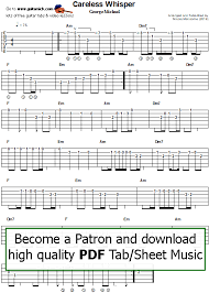 Careless Whisper By George Michael Easy Guitar Tab Guitar Tabs Guitar Songs For Beginners Guitar Chords For Songs