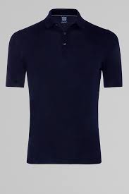 Blue Cotton Crepe Polo Shirt