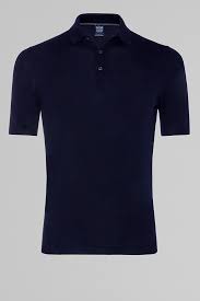 blue cotton crepe polo shirt