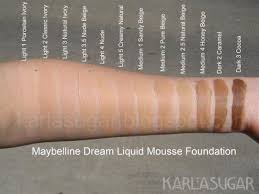 maybelline dream liquid mousse foundation swatches photos