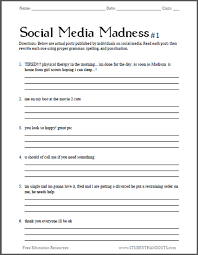 Present simple and present continuous worksheet 8. Social Media Madness Worksheets Free To Print Pdf Files Fun With Grammar And Punctuation For Hi Homeschool Worksheets School Worksheets Grammar Worksheets