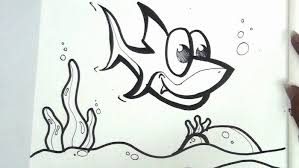 Baby Shark Drawing Black And White Baby Shark Swimming In The Ocean Cute Kawaii Drawings Black And White Pencil Sketch On White Background In 2020 Cute Easy Drawings Easy Drawings Art Drawings Simple