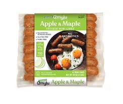 Apple chicken sausage is made with a few ingredients including chicken, dried apples and seasonings. Apple Maple Mini Links Amylu Foods Inc