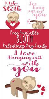 Download Free Printable Valentine Day Cards With Cute Sloths Fun Happy Home