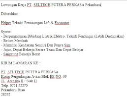 Uraian tugas mekanik engine alat berat. Lowongan Kerja Pt Seltech Putera Perkasa Pekanbaru Karir Riau
