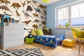 Sian zeng dino wallpaper for children's bedrooms and playrooms. Patterned Dinosaur Wallpaper In Boys Bedroom Boys Wallpaper For Bedrooms 800x533 Download Hd Wallpaper Wallpapertip
