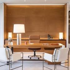 Choosing options like led lighting or low profile ceiling lights will provide ambient illumination for the whole room while the desk and floor lamps are perfect for adding task lighting where you need it most. 40 Fabulous Workspace Decor With Modern Style Rengusuk Com Office Interior Design Office Furniture Design Small Office Furniture