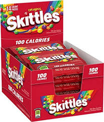 Maybe you would like to learn more about one of these? Skittles Original Candy 100 Calorie Pack 0 9 Ounce 14 Count Box Skittles Skittles 100 Calories Best Candy