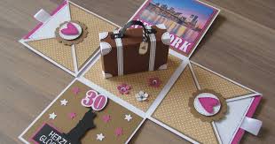 Uberraschungsbox Explosionsbox Geschenkgutschein Geldgeschenk Reise Geburtstag Koffer Amerika Stadtereise Geschenke Verpacken Reise Geschenke Geschenke Basteln