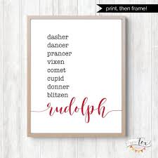Reindeer Names Sign Printable Wall Art Christmas Printable Etsy Wall Printables Printable Wall Art Reindeer Names