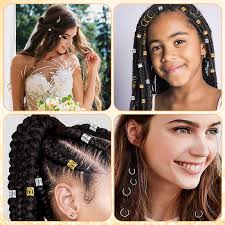 Accessori Trecce Per Capelli 50-200 Pz Capelli Dread Trecce Tubo Dreadlocks  Perline Polsini Regolabili Anelli Pinze Trecce Africane Dorate Micro Blocco  Accessori Per Capelli