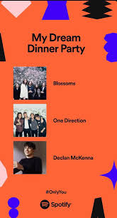 On billie jean king's dream dinner party has an open door policy. Sarah On Twitter Blossoms One Direction And Declan Mckenna Are Cordially Invited To My Dream Spotify Dinner Party Obsessed Onlyyou Https T Co Sfyeirf0s7