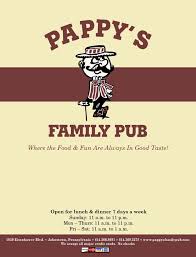 Pappys Family Pub Menu Johnstown Pa Johnstown Pub Hometown