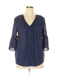 details about iz byer women blue 3 4 sleeve blouse xl