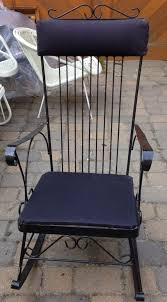 Mid Century Vintage Black Cast Iron Metal Rocking Chair Padded Cushion Seat Metal Rocking Chair Rocking Chair Rocking Chair Pads