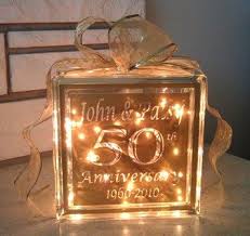50th Anniversary Glass Block 35 Xpressables Com 50th Anniversary Gifts 50th Year Wedding Anniversary 50th Wedding Anniversary Decorations
