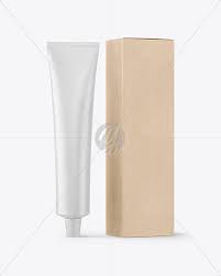 Matte Cosmetic Tube With Kraft Box Mockup In Tube Mockups On Yellow Images Object Mockups