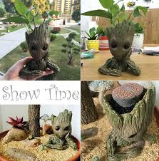 Garden Baby Groot Flower Pot Vase Pen Pot Action Figures Toy Model Groot Hero Guardians Of The Galaxy Handicraft Figurine Flower Pots Planter Pots Baby Groot