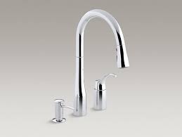 Such faucets usually incorporate a plate to cover the three holes. K R648 Simplice Pull Down Kitchen Sink Faucet W Soap Dispenser Kohler Canada