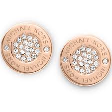 مايكل كورس أقراط نسائية مرصعة من الفولاذ المقاوم للصدأ لون روز جولد Mkj3353791