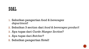 D1.hbs.cl5.02 develop and maintain food and beverage product knowledge 18. Klasifikasi Hotel Dan Food Beverages Department Service Ppt Download