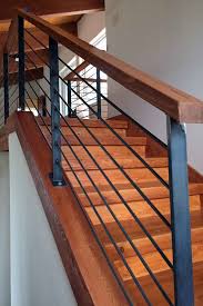 You may opt to add intricate carvings or embellishments as long as the handrail is strong and sturdy. Photo Raw Steel Handrail Featuring Wood Cap Metal Stair Railing Outdoor Stair Railing Stair Railing Design