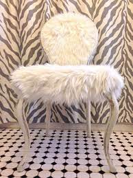 sold vintage faux fur french vanity accent chair etsy vanity chair chair french vanity