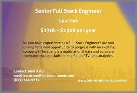 Senior Full Stack Engineer Kdr Recruitment Full Stack Data Analytics Engineering