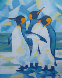 Three Penguins Animal Art Painting Acrylics On Canvas Drei Pinguine Gemalde Acryl Auf Leinwand 40 Cm X 50 Cm Kaiserpinguine Art Animal Art Penguin Art
